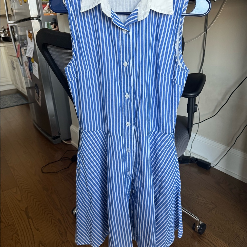 Kiel James Patrick Blue and White Striped Cotton Dress